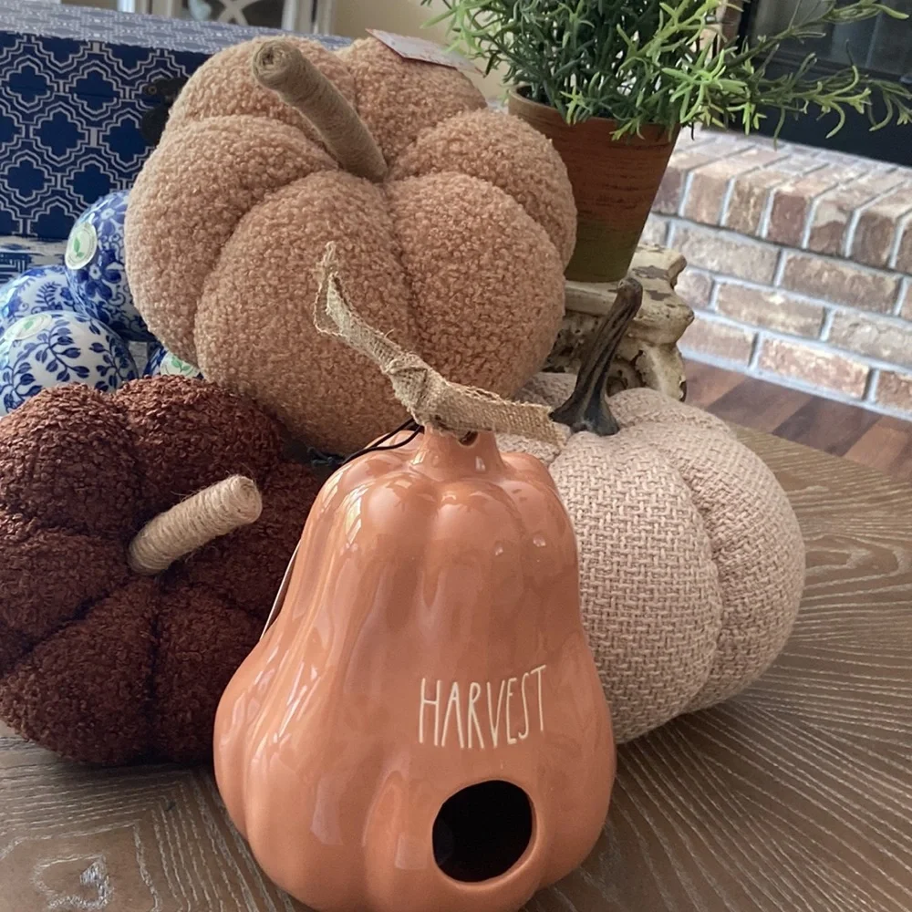 NEW! Rae Dunn Ceramic Farmhouse Harvest Gourd Pumpkin Birdhouse